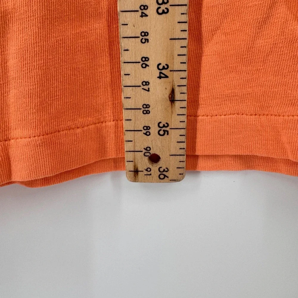 Polo Ralph Lauren Polo Shirt Men 4LT Orange Cotton Linen V-Neck Pocket 9675
